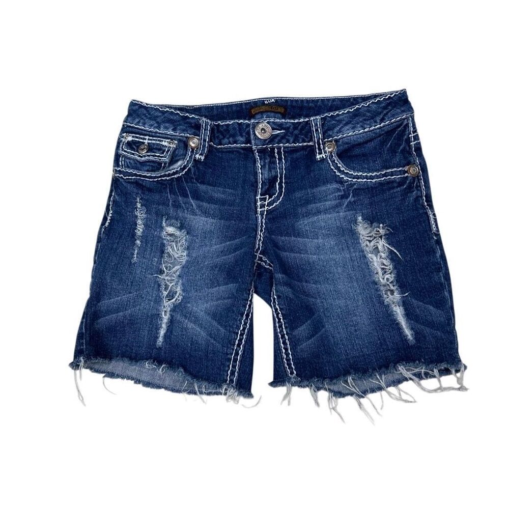 Zana Di Jeans Denim Shorts Women's Size 9 Indigo Raw Cut Off Distressed